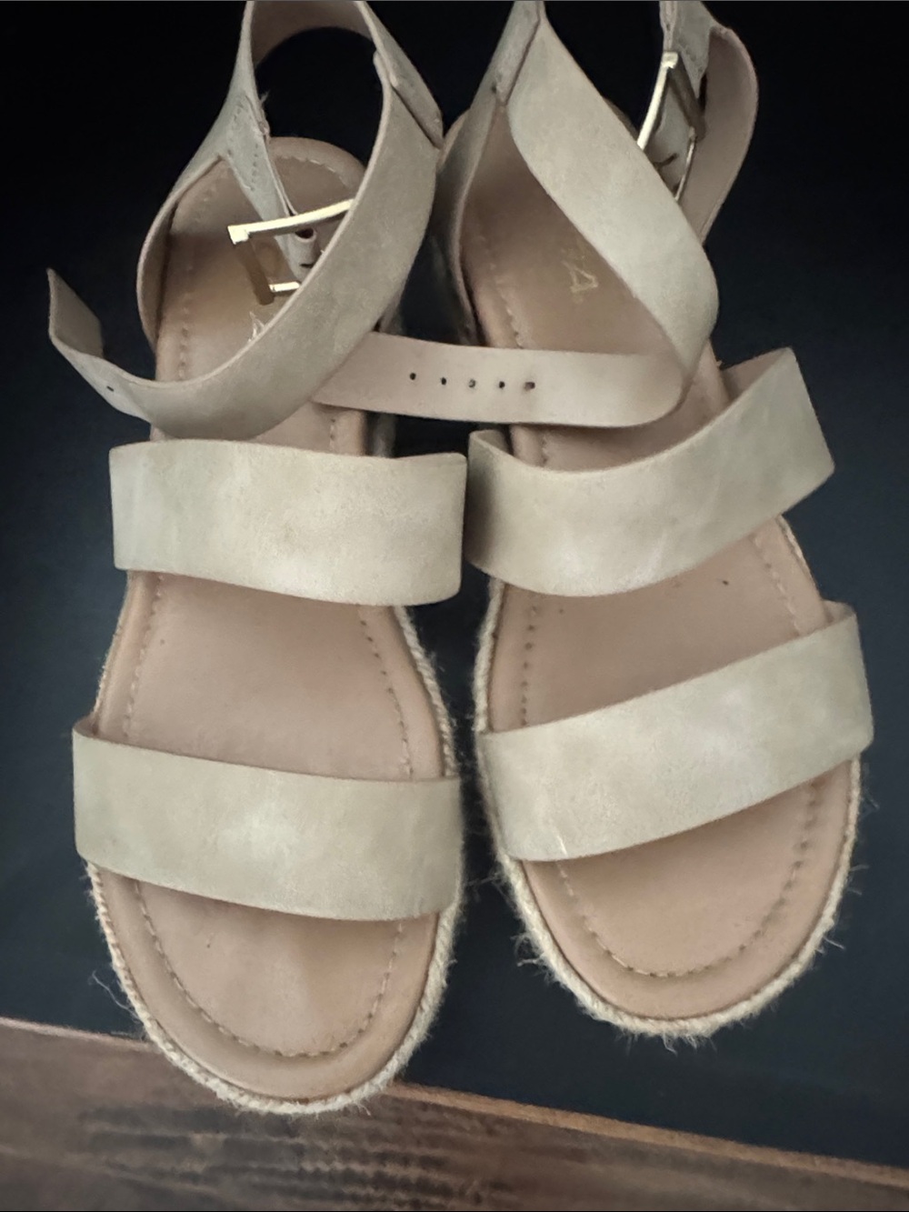 Soda Women's Beige Double-Strap Ankle Buckle Sandals